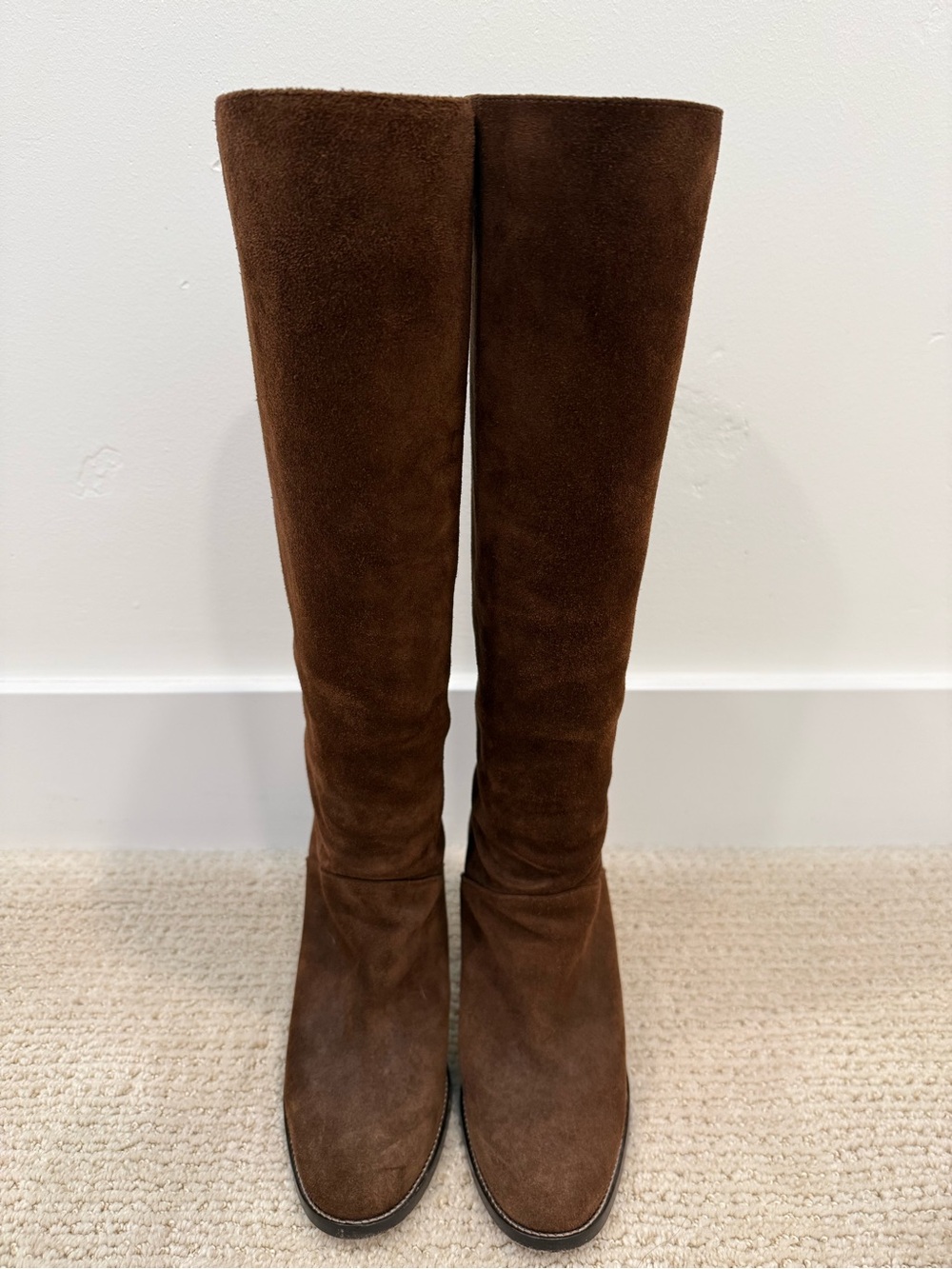 Knee high brown suede boots